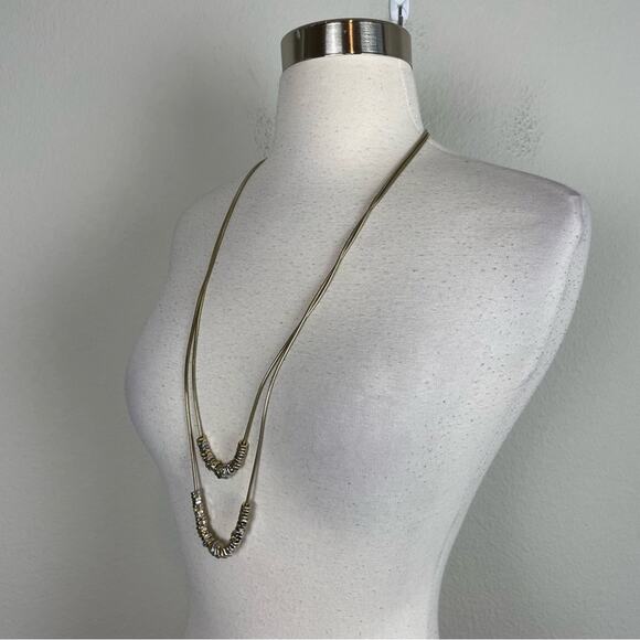 Chico's Gold Double Strand Beaded Necklace - Picture 3 of 6
